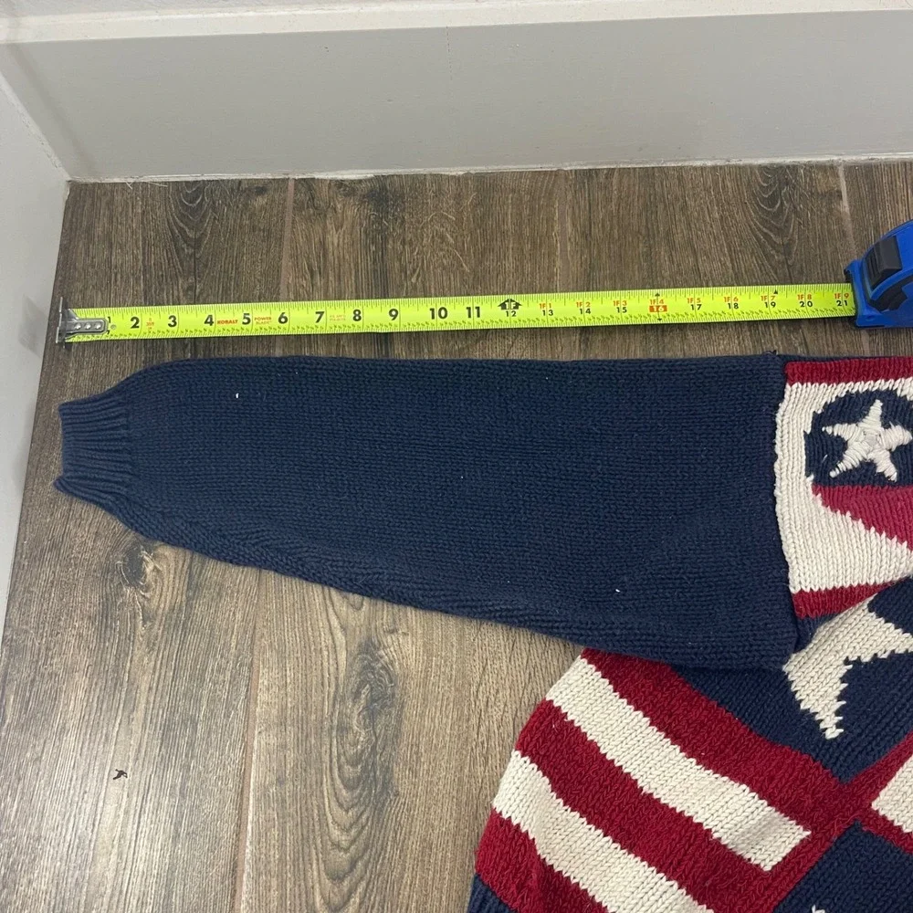 VTG 90s‎ Grunge Thrashed Patriotic Sweater M American Flag Stars Stripes Knit